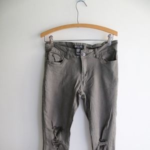 Ripped/Distressed Army Green Skinny Jeans